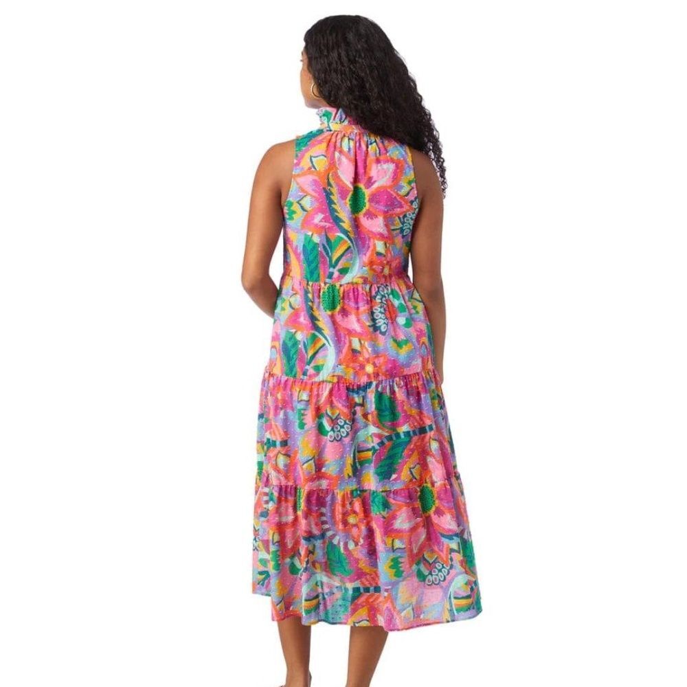 Tuckernuck Crosby by Mollie Burch Colorful Floral Wesley Midi Dress Heatwave XS - Picture 4 of 12
